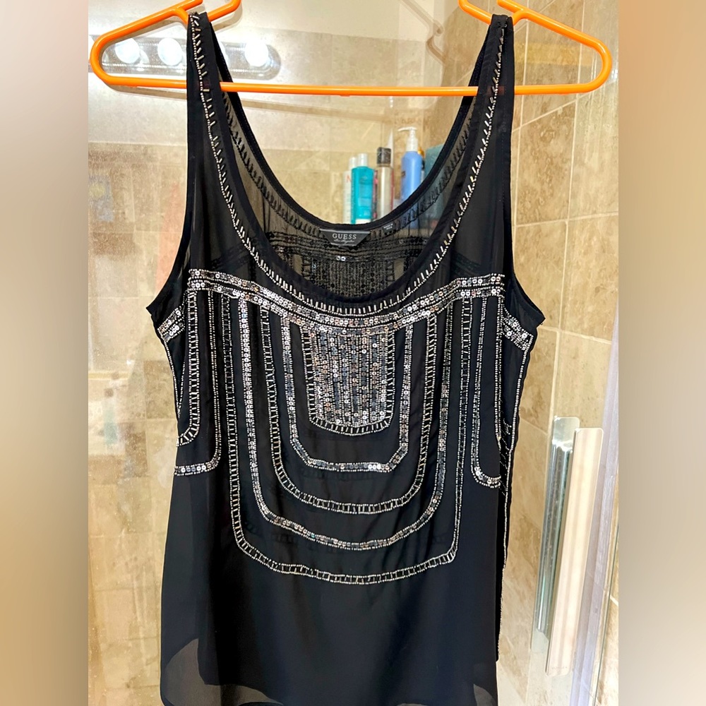 Guess sequin sheer top